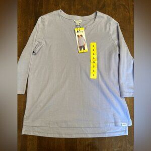 ORVIS Shirt Womens Small Light Purple V-Neck 3/4 Sleeve Pima Cotton Casual